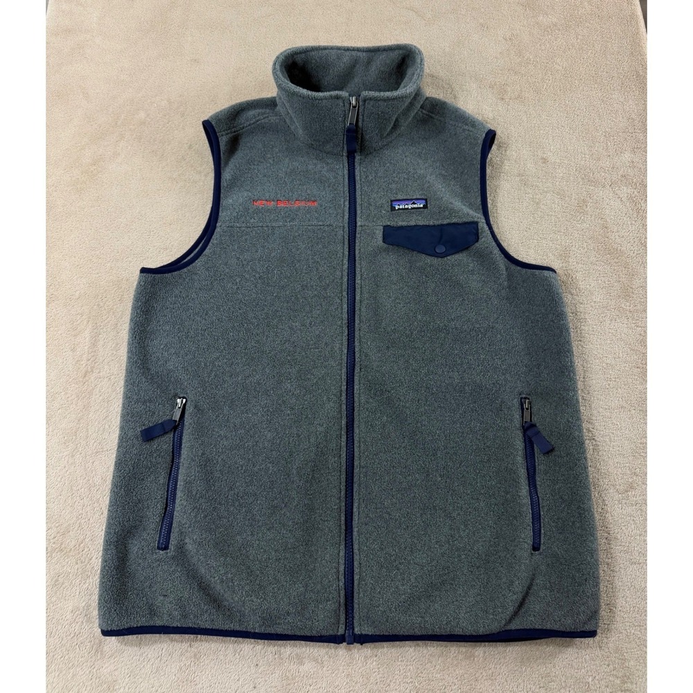 Patagonia Lightweight Synchilla Snap‎ T Vest Men's Size Medium Gray Logo EUC